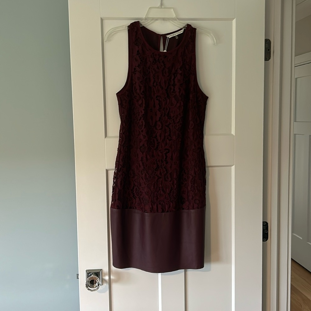 Trina Turk maroon lace/leather dress - new with tags